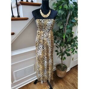 The Arte Women's Brown Polyester Off the Shoulder Long Maxi Dress Size Small